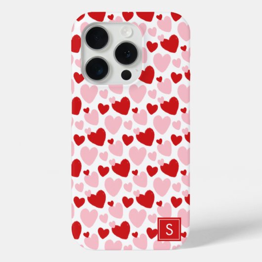 Niedliches rosa, gesprenkeltes Herzmuster Personal Case-Mate iPhone Hülle (Rückseite)