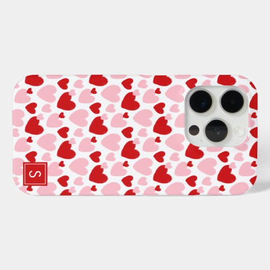 Niedliches rosa, gesprenkeltes Herzmuster Personal Case-Mate iPhone Hülle (Rückseite (Horizontal))