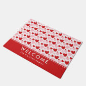 Niedliches rosa, gesprenkeltes Herzmuster Personal Fußmatte (Schrägansicht)