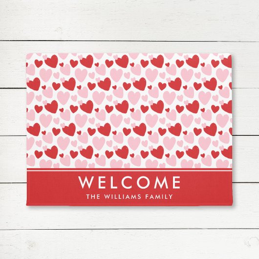 Niedliches rosa, gesprenkeltes Herzmuster Personal Fußmatte