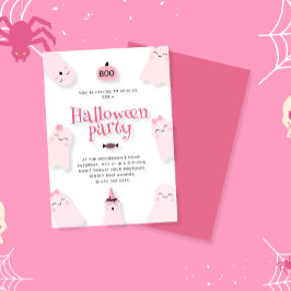 Niedliches rosa Ghost-BOO-Halloween-Party Einladung