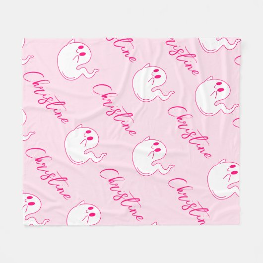 Niedliches Rosa Ghost Fleecedecke (Vorderseite (Horizontal))