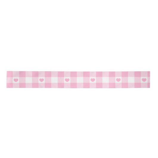 Niedliches Rosa Gingham Vichy mit Herz Satinband (Vorderseite)