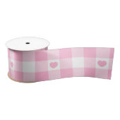 Niedliches Rosa Gingham Vichy mit Herz Satinband (Spule)