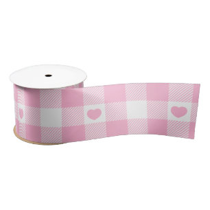 Niedliches Rosa Gingham Vichy mit Herz Satinband