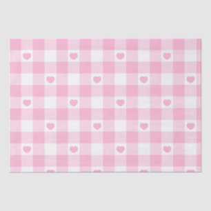 Niedliches Rosa Gingham Vichy mit Herz Seidenpapier