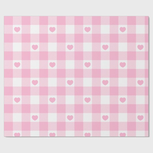 Niedliches rosa Gingham Vichy mit scharfem Umschla Geschenkpapier (Flach)