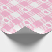 Niedliches rosa Gingham Vichy mit scharfem Umschla Geschenkpapier (Ecke)