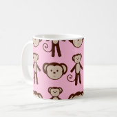 Niedliches Rosa Girl Monkey Collage Pattern Kaffeetasse (Vorderseite Links)