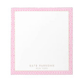 Niedliches, rosa Gittermuster Editor Notizblock (Vorderseite)