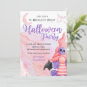 Niedliches Rosa-Gnome-Halloween-Party Einladung (Stehend Vorderseite)