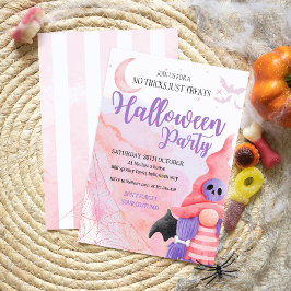 Niedliches Rosa-Gnome-Halloween-Party Einladung