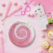 Niedliches Rosa & Gold Glitzer Ombre Kindergeburts Pappteller (Party)