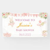 Niedliches rosa-goldfarbenes Ballerina-Babyduschba Banner (Horizontal)