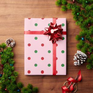 Niedliches rosa, grüne Polka-Punktmuster Weihnacht Geschenkpapier
