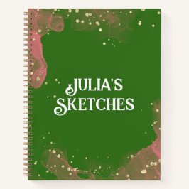 Niedliches rosa grünes Persönliches Namenbuch zum Notizblock