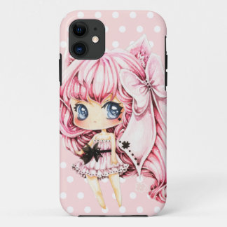Niedliches rosa-haariges Anime chibi Mädchen Case-Mate iPhone Hülle