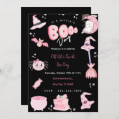 Niedliches Rosa Halloween-Bootstag-Party Einladung (Vorne/Hinten)