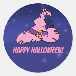 Niedliches rosa Halloween Hexe, anpassbar Runder Aufkleber