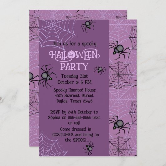 Niedliches Rosa-Halloween-Party Einladung (Vorne/Hinten)