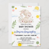 Niedliches Rosa Hasen Blume Sonnen Mädchen Dusche Einladung (Vorderseite)