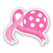 Niedliches rosa Herz-Band-Pickleball Brustkrebs Aw Aufkleber (Vorderseite)