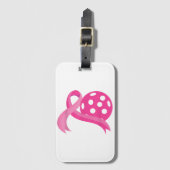 Niedliches rosa Herz-Band-Pickleball Brustkrebs Aw Gepäckanhänger (Vorderseite Vertikal)