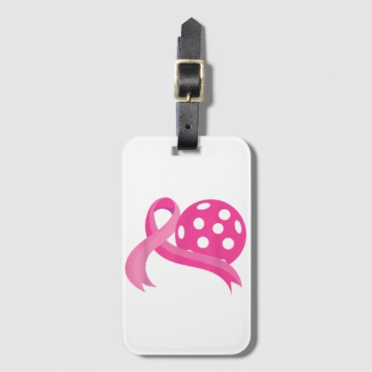 Niedliches rosa Herz-Band-Pickleball Brustkrebs Aw Gepäckanhänger (Vorderseite Vertikal)