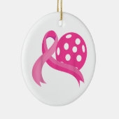Niedliches rosa Herz-Band-Pickleball Brustkrebs Aw Keramik Ornament (Rechts)
