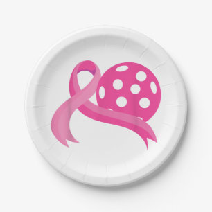 Niedliches rosa Herz-Band-Pickleball Brustkrebs Aw Pappteller