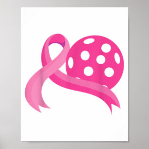 Niedliches rosa Herz-Band-Pickleball Brustkrebs Aw Poster