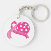 Niedliches rosa Herz-Band-Pickleball Brustkrebs Aw Schlüsselanhänger (Rückseite)
