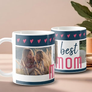 Niedliches Rosa Herz Best Mama 2 Fotos Muttertag Kaffeetasse