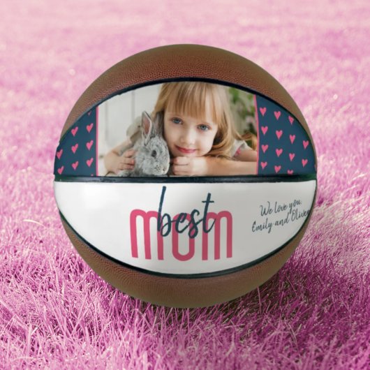 Niedliches Rosa Herz Beste Mama Foto Muttertag Basketball