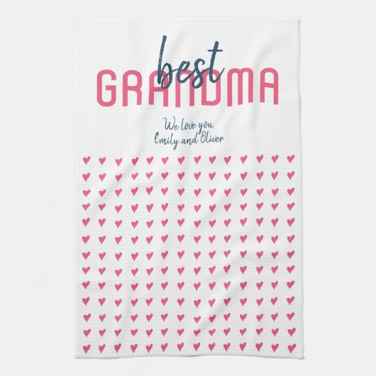 Niedliches Rosa Herz Bestes Grandma Muttertag Geschirrtuch (Vertikal)
