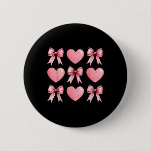 Niedliches Rosa Herz Coquette Bow Valentinstag Fra Button