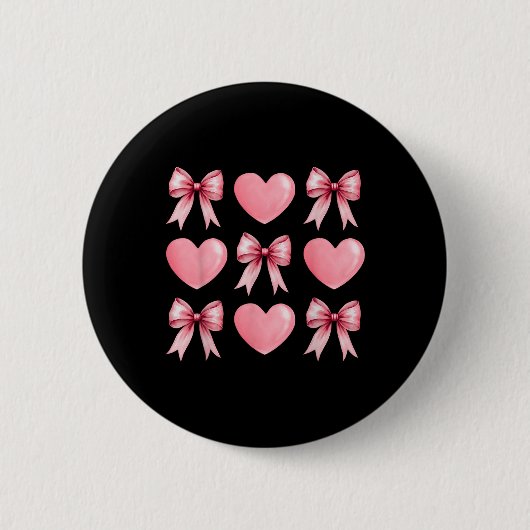 Niedliches Rosa Herz Coquette Bow Valentinstag Fra Button (Vorderseite)