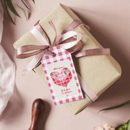 Niedliches rosa Herz Gingham Custom Christmas Geschenkanhänger