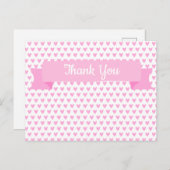 Niedliches rosa Herz-Muster | Babydusche Danke Postkarte (Vorne/Hinten)