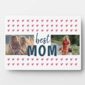 Niedliches rosa Herz Muster Best Mama 2 Foto Fotoplatte (Vorderseite)