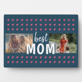 Niedliches rosa Herz Muster Best Mama 2 Foto Fotoplatte (Vorderseite)