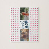 Niedliches rosa Herz Muster Best Mama 2 Foto Puzzle (Vertikal)