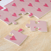 Niedliches rosa Herz Muster Best Mama 2 Foto Puzzle (Seite)