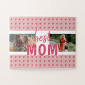 Niedliches rosa Herz Muster Best Mama 2 Foto Puzzle (Horizontal)