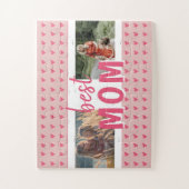 Niedliches rosa Herz Muster Best Mama 2 Foto Puzzle (Vertikal)
