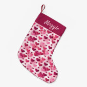 Niedliches rosa Herz-Muster mit individualisierbar Kleiner Weihnachtsstrumpf (Vorderansicht (hängend))