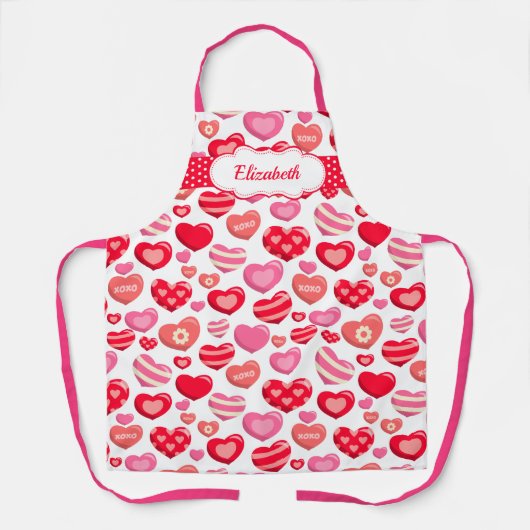 Niedliches rosa Herz-Muster Schürze (Vorderseite)