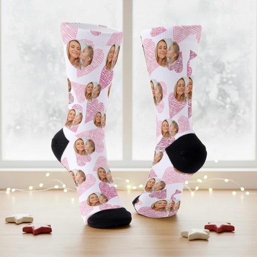 Niedliches rosa Herz personalisieren Foto Mutterta Socken