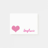 Niedliches rosa Herz-personalisierter Girly Name Post-it Klebezettel (Vorderseite)