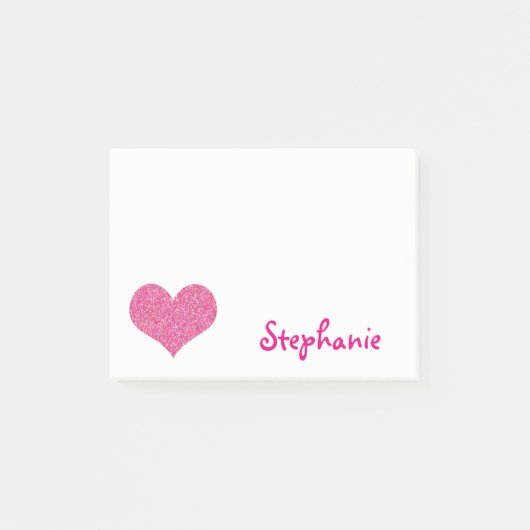 Niedliches rosa Herz-personalisierter Girly Name Post-it Klebezettel (Vorderseite)